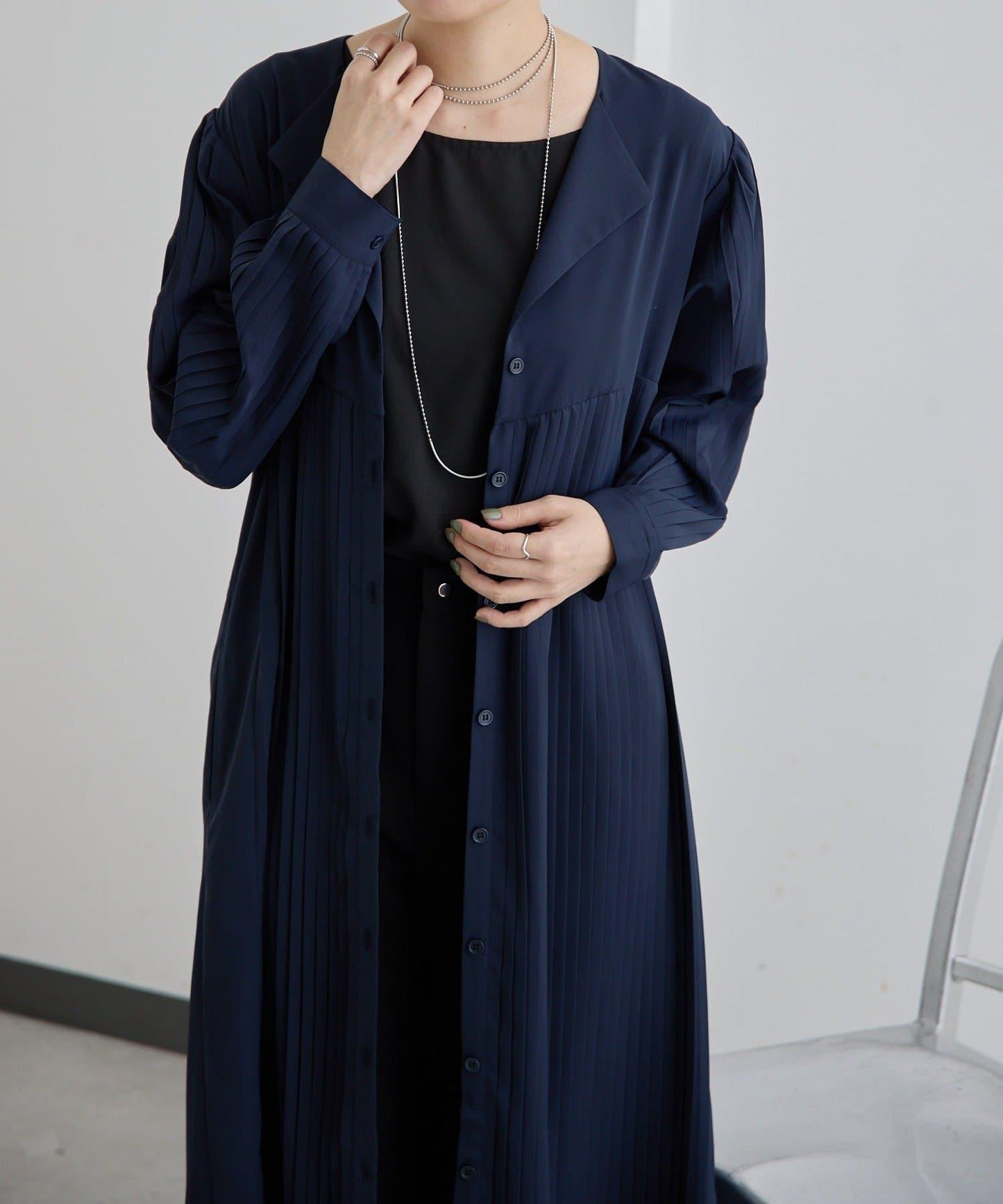 正式場合 V領褶皺 連衣裙 SUM1 STYLE款