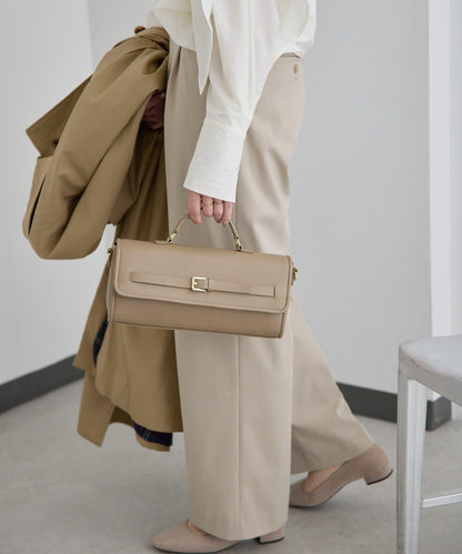 真皮輕量440g 腰帶翻蓋 單肩包