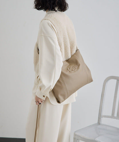 《本革》 壓紋設計 單肩包 L款