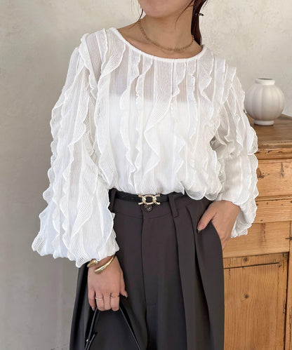 波浪荷葉邊設計 襯衫