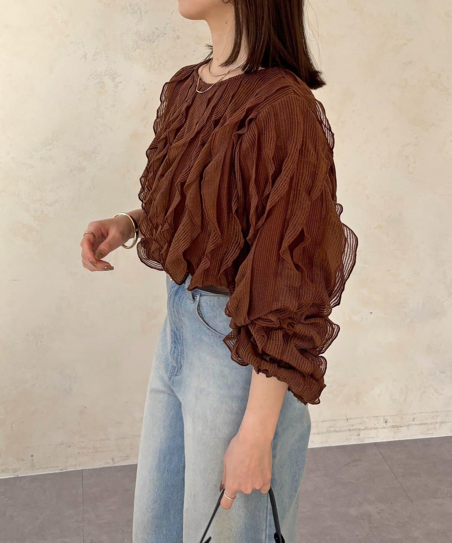 波浪荷葉邊設計 襯衫