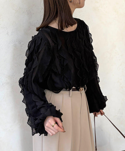 波浪荷葉邊設計 襯衫