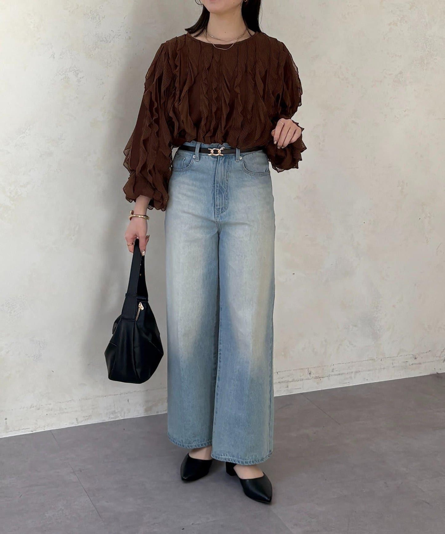 波浪荷葉邊設計 襯衫