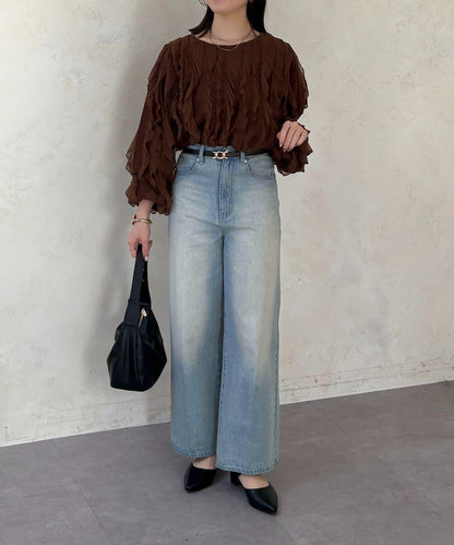 波浪荷葉邊設計 襯衫