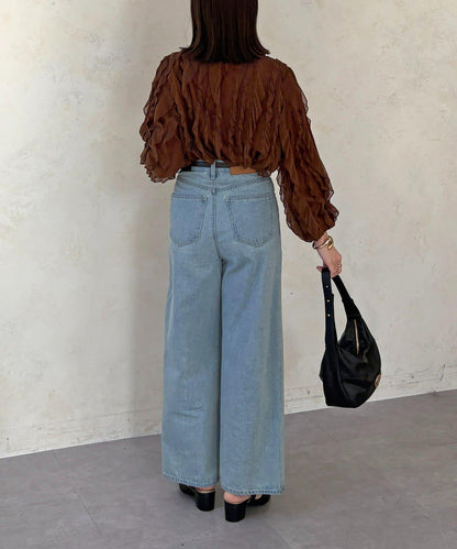 波浪荷葉邊設計 襯衫