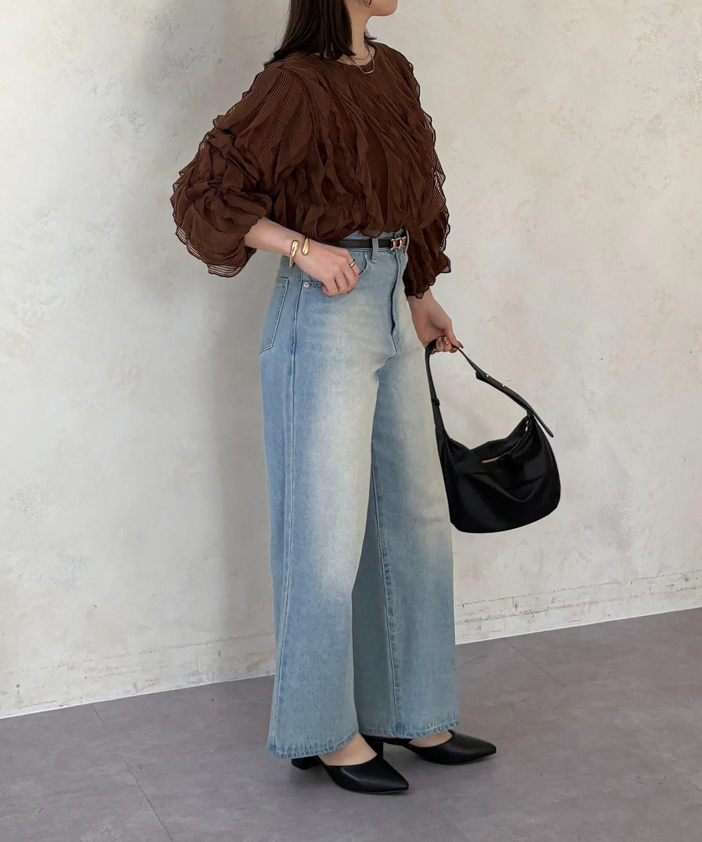 波浪荷葉邊設計 襯衫