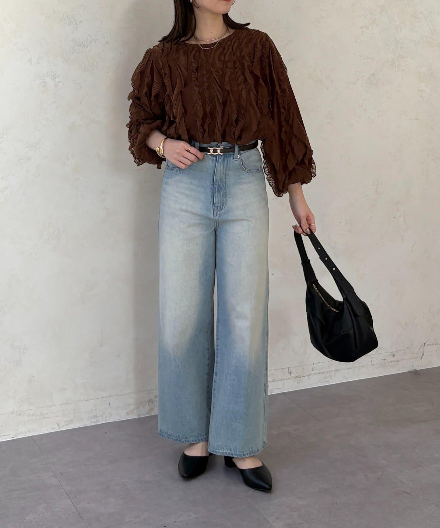 波浪荷葉邊設計 襯衫