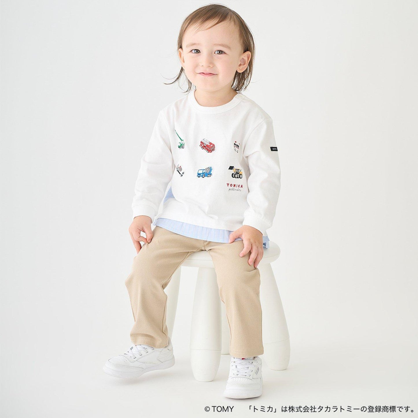 TOMICA・ANIA 襯衫下襬設計 長袖T恤