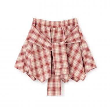 LTXC 格紋腰間繫帶風裙褲