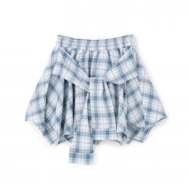 LTXC 格紋腰間繫帶風裙褲