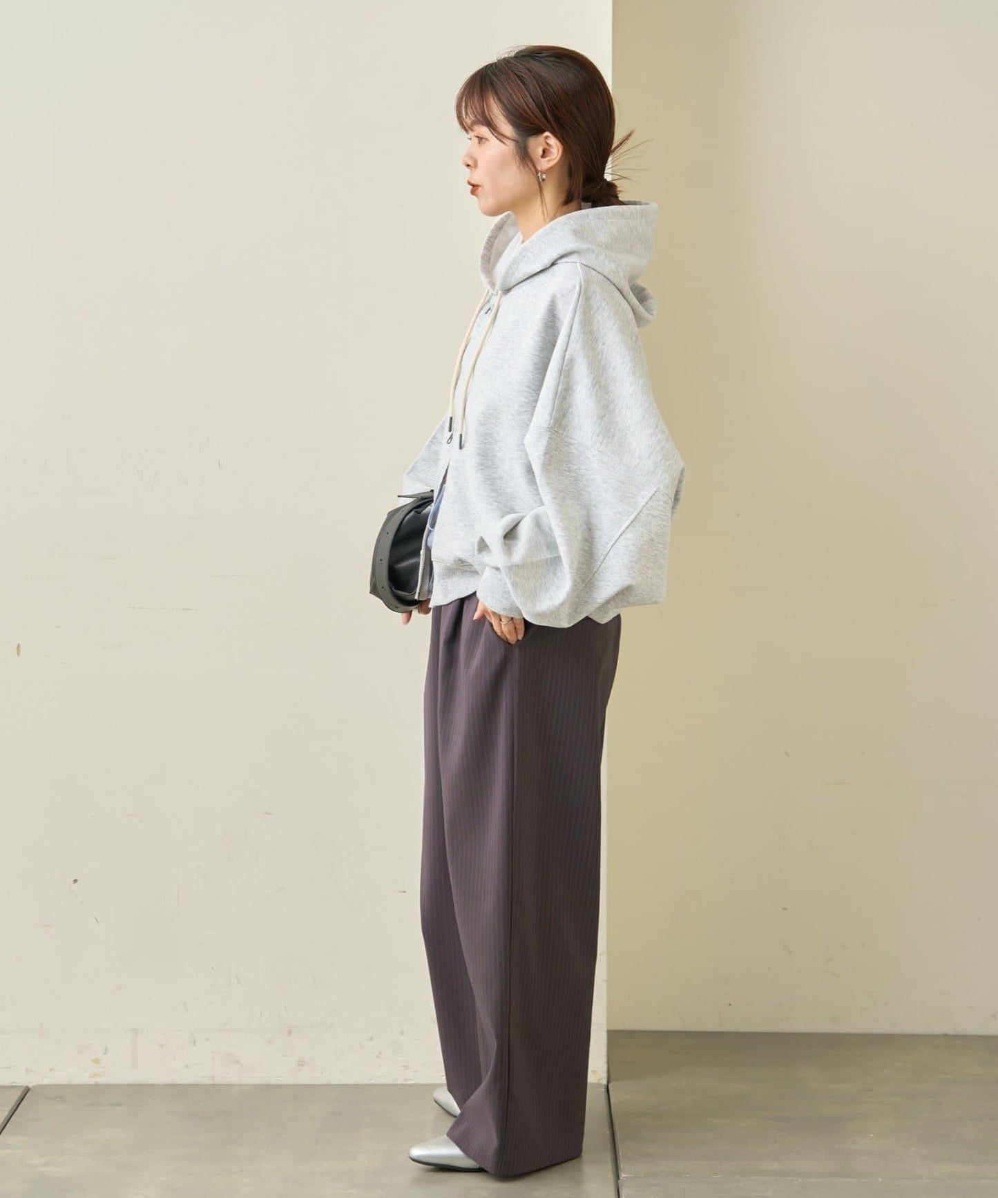 雙腰設計 闊腿 休閒西裝褲