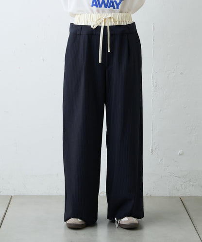 雙腰設計 闊腿 休閒西裝褲