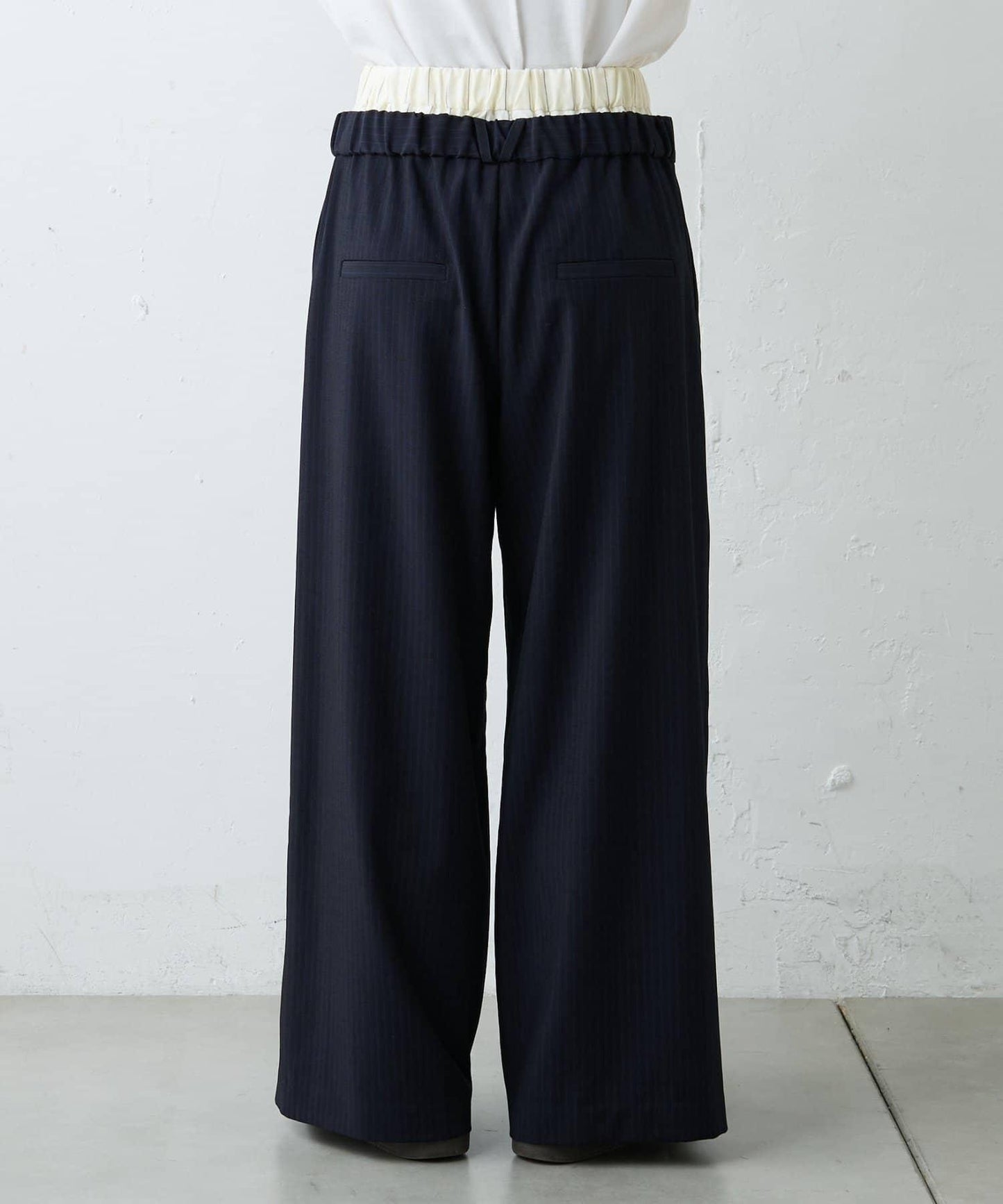 雙腰設計 闊腿 休閒西裝褲