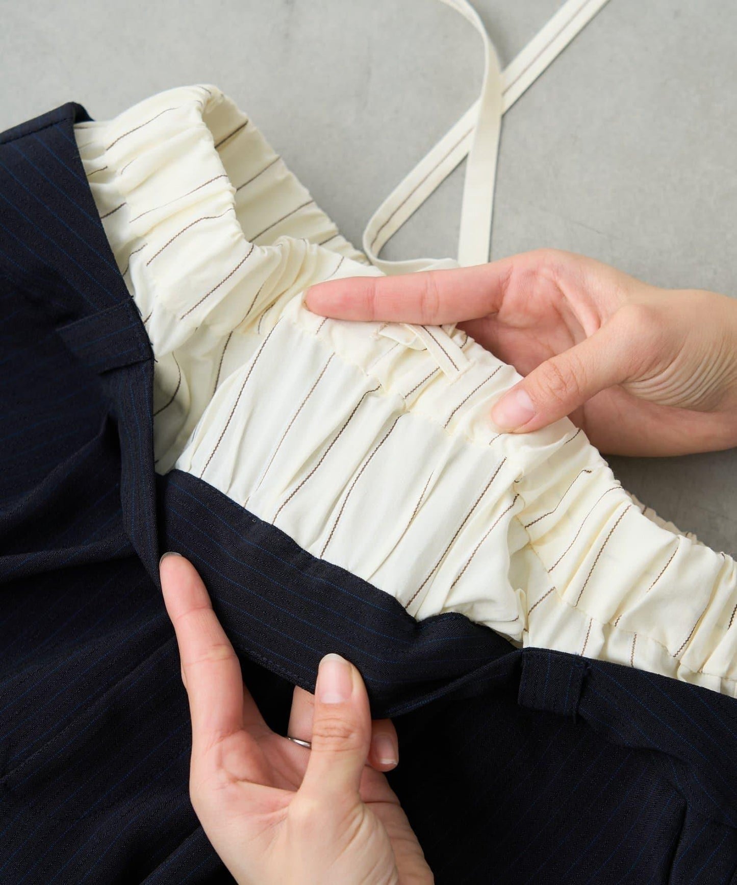 雙腰設計 闊腿 休閒西裝褲