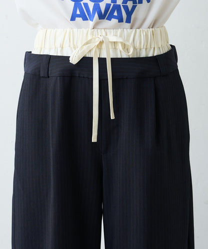 雙腰設計 闊腿 休閒西裝褲