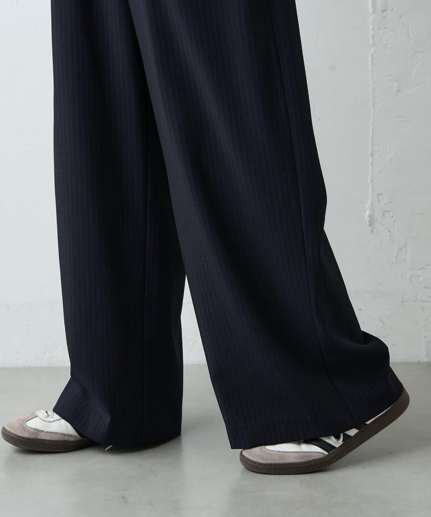 雙腰設計 闊腿 休閒西裝褲