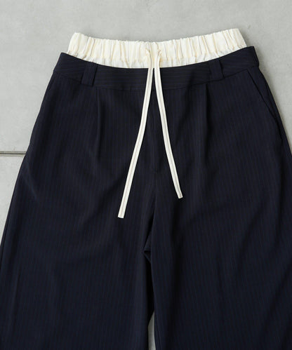 雙腰設計 闊腿 休閒西裝褲