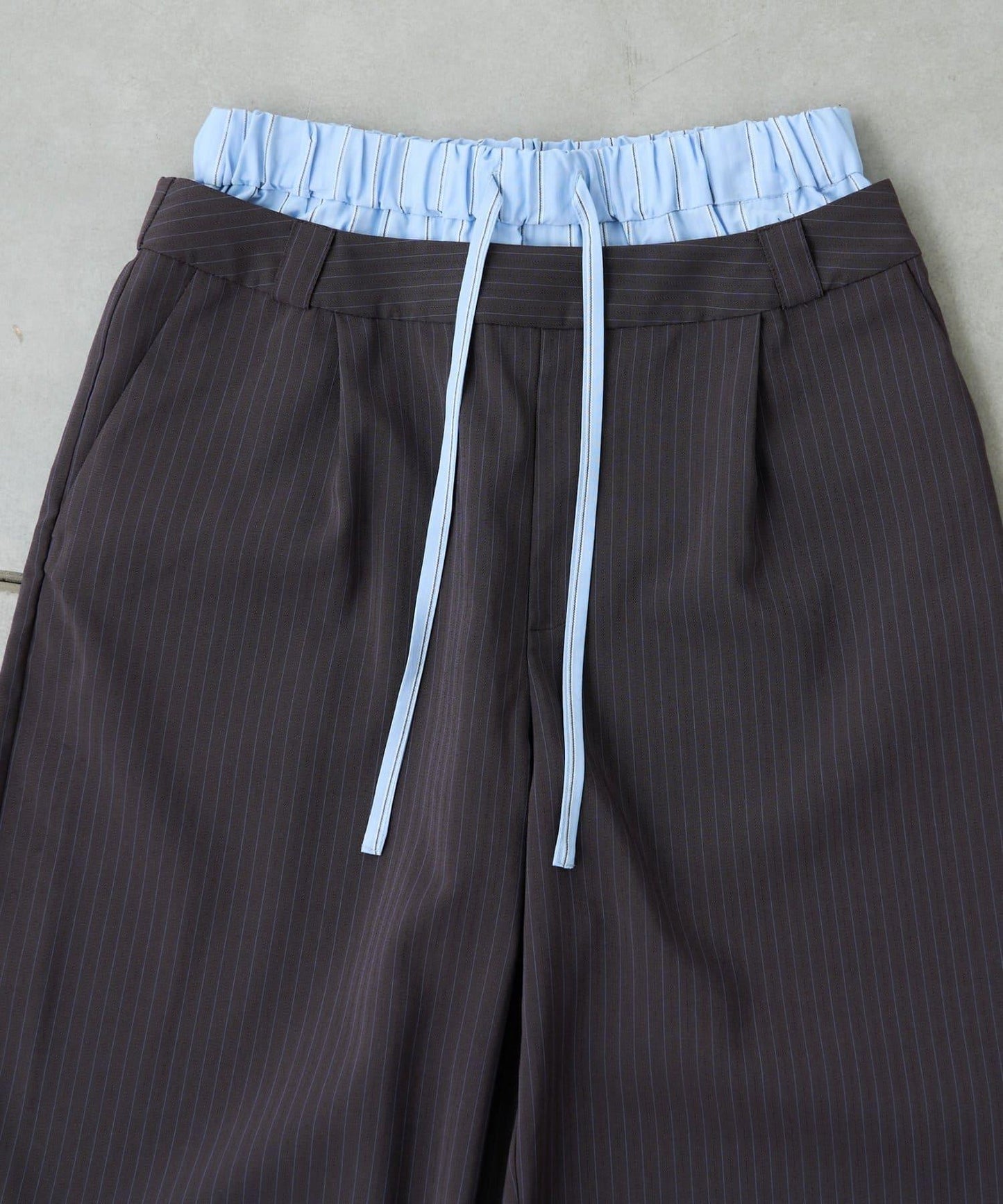 雙腰設計 闊腿 休閒西裝褲