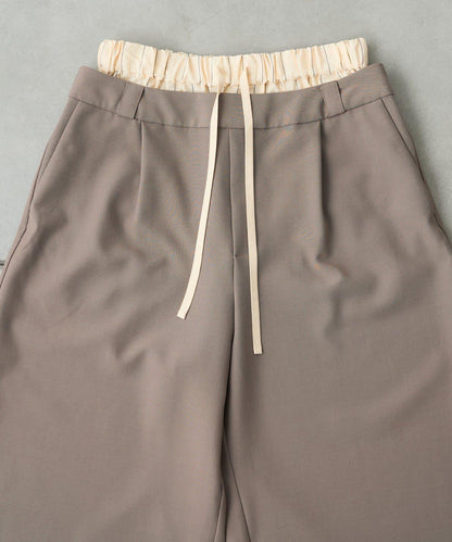 雙腰設計 闊腿 休閒西裝褲