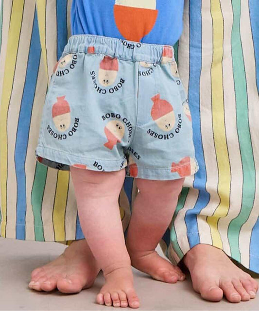 Morning Egg all over denim shorts 嬰童牛仔短褲