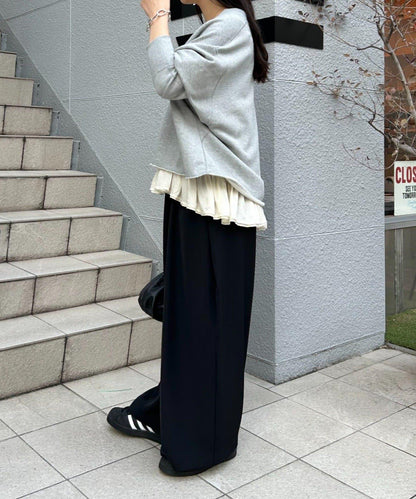 《FRIPIER》 闊腿褶襉褲子