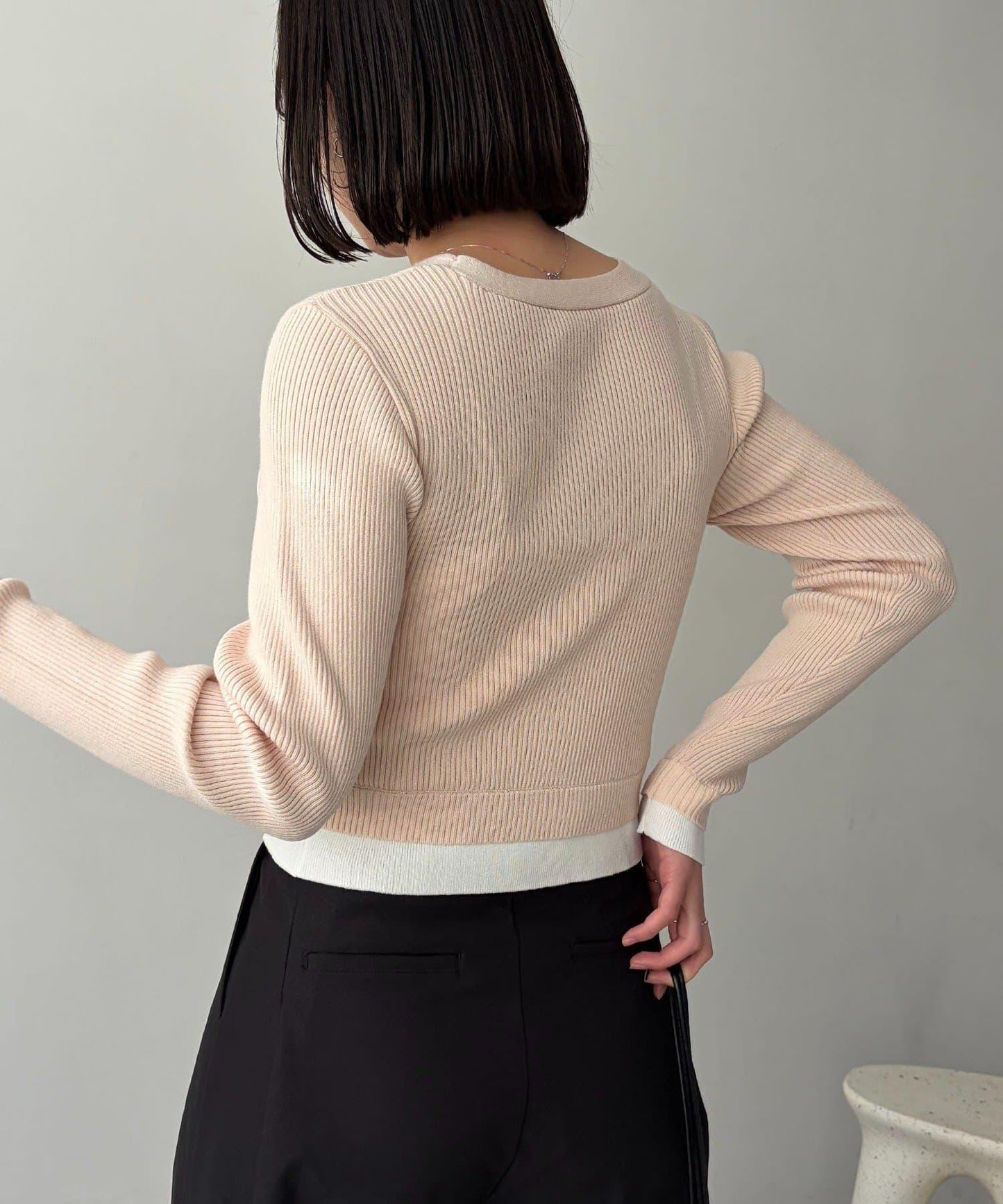 雙色疊穿感針織開衫