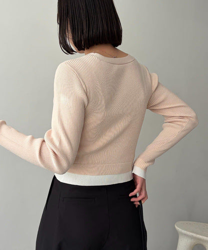 雙色疊穿感針織開衫