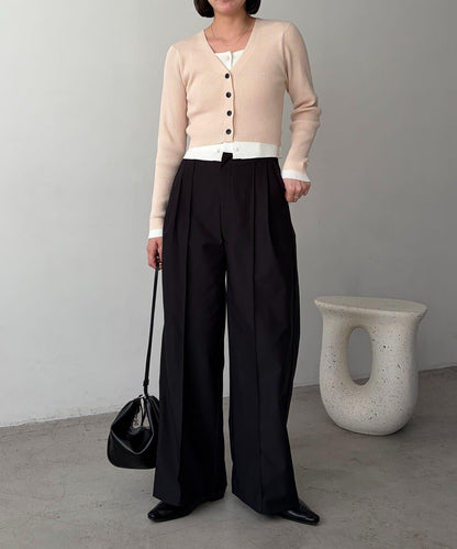 雙色疊穿感針織開衫