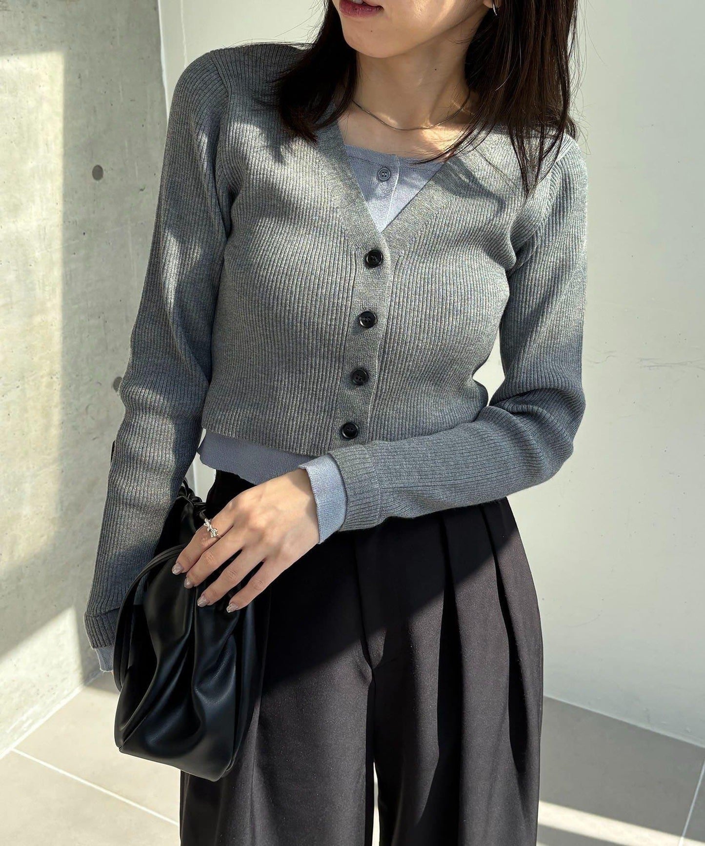 雙色疊穿感針織開衫