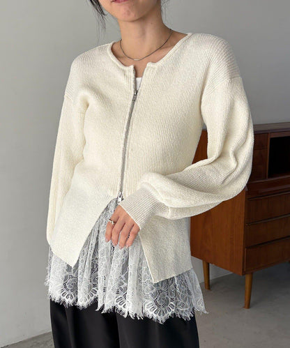 CAPRICIEUX LE'MAGE 粗紗拉鍊蓬鬆針織開衫