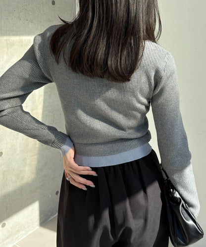 雙色疊穿感針織開衫