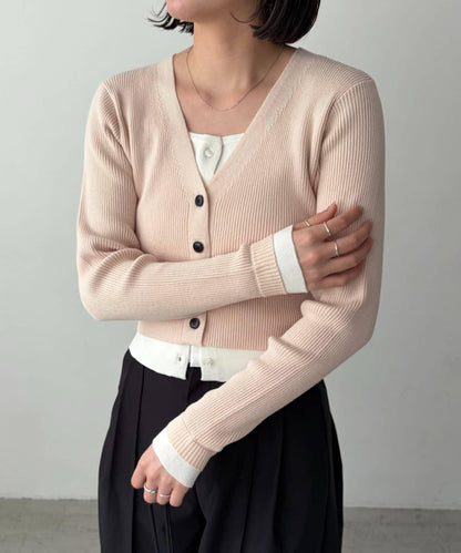 雙色疊穿感針織開衫