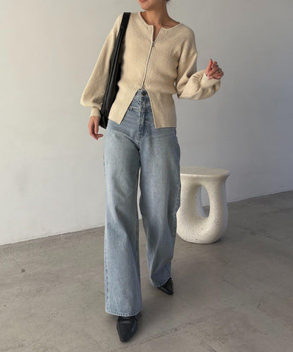 CAPRICIEUX LE'MAGE 粗紗拉鍊蓬鬆針織開衫