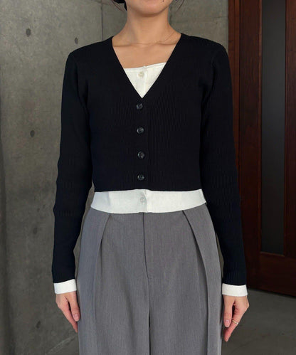 雙色疊穿感針織開衫