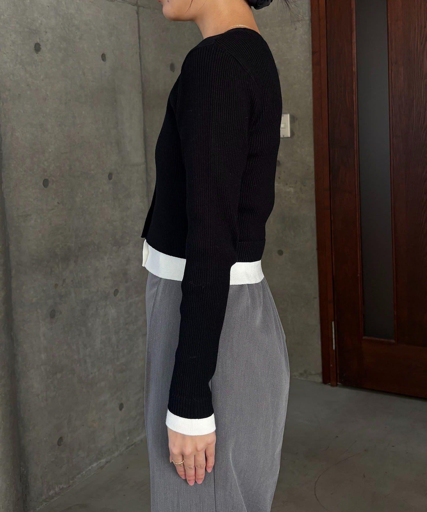 雙色疊穿感針織開衫