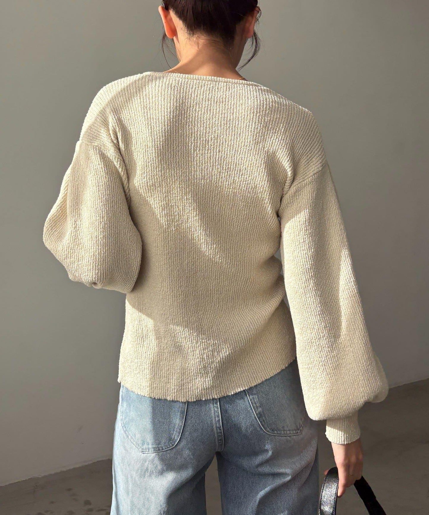 CAPRICIEUX LE'MAGE 粗紗拉鍊蓬鬆針織開衫