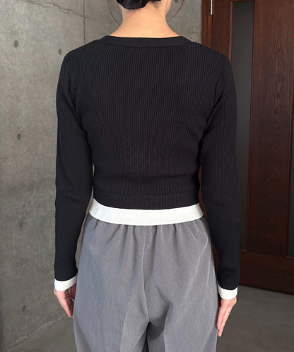 雙色疊穿感針織開衫