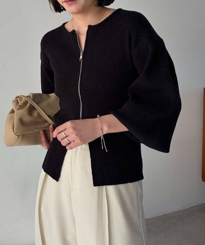 CAPRICIEUX LE'MAGE 粗紗拉鍊蓬鬆針織開衫