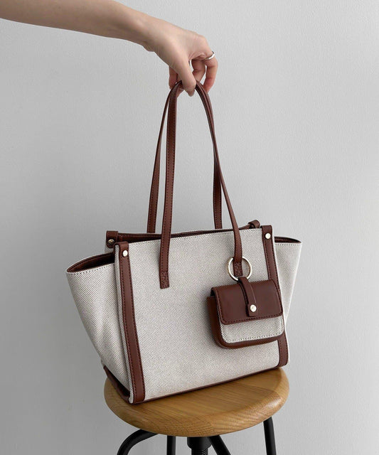 拼色滾邊托特包