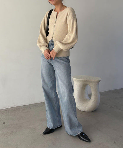 CAPRICIEUX LE'MAGE 粗紗拉鍊蓬鬆針織開衫