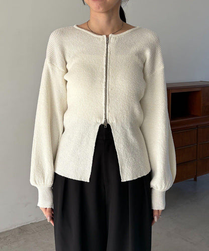 CAPRICIEUX LE'MAGE 粗紗拉鍊蓬鬆針織開衫