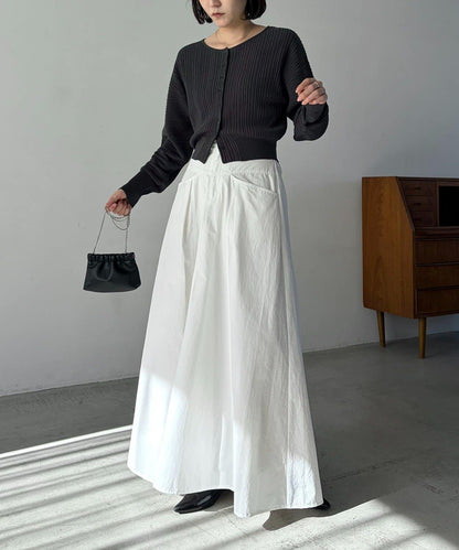 褶襉泡袖 針織開衫