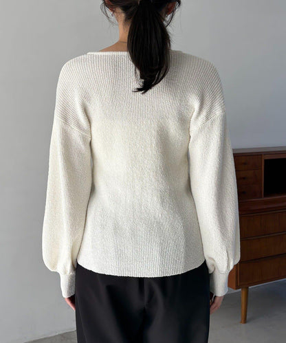 斯拉布拉鏈泡泡袖針織開衫