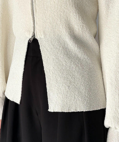 CAPRICIEUX LE'MAGE 粗紗拉鍊蓬鬆針織開衫