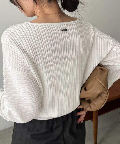 褶襉泡袖 針織開衫