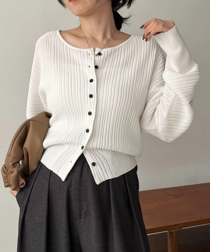 褶襉泡袖 針織開衫