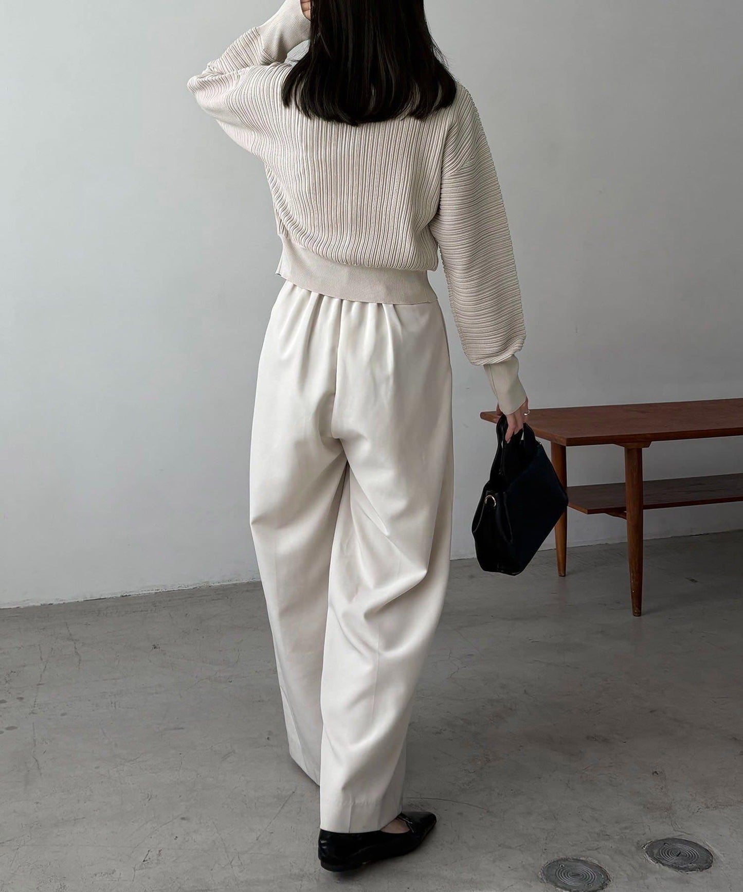 褶襉泡袖 針織開衫