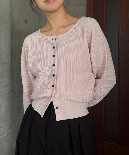 褶襉泡袖 針織開衫