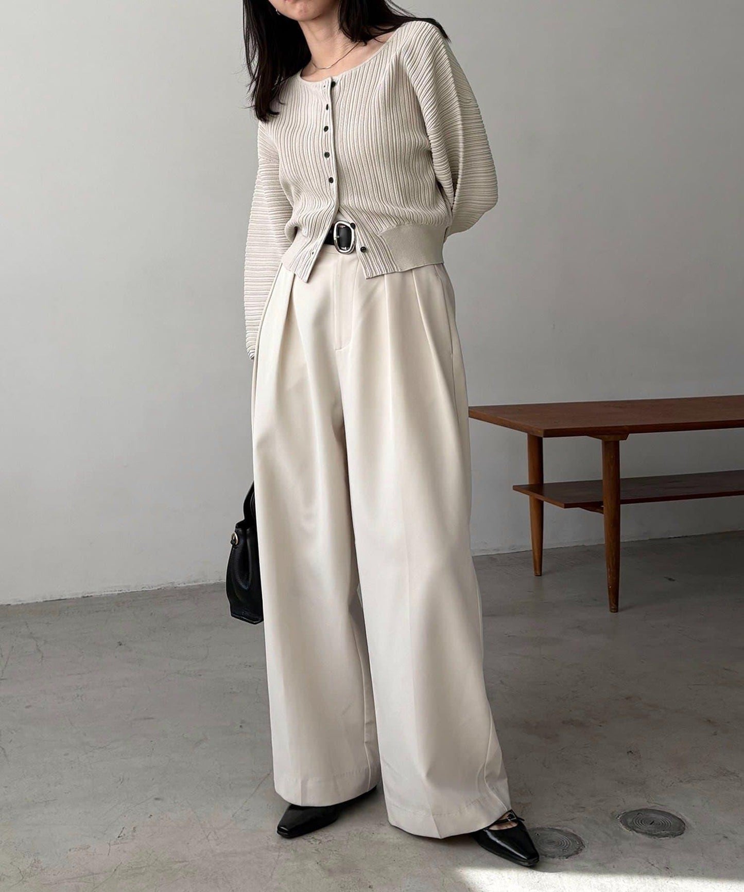 褶襉泡袖 針織開衫