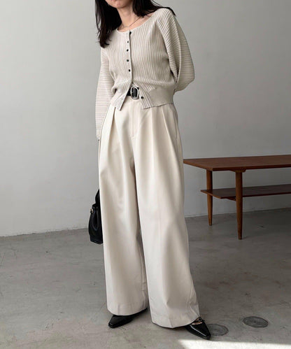 褶襉泡袖 針織開衫